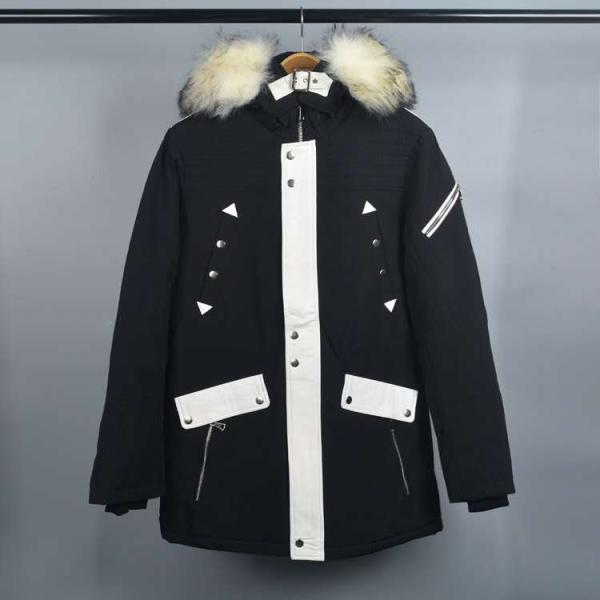 Men's Fur Linning Longline Coats And Jackets Clothing Color Blocked Heavy Parka Jacket