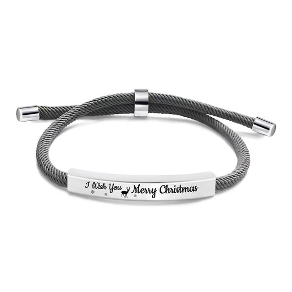 Bracelet Christmas gift black red rope stainless steel bracelet braided rope engraved words heart logo picture yiwu