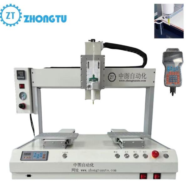 110-240v Voltage double plateforme machine automatique de distribution de colle avec axe rotatif R et affichage LCD