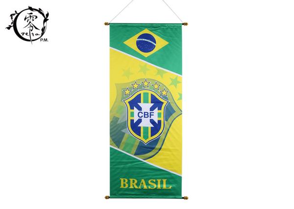 Custom CBF Brasil Logo Multicultural Flag Banners World Cup Wall Hanging Team Brasil Size 38x90cm