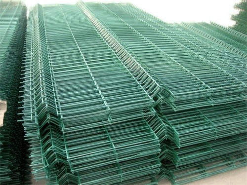 Residence 3D Steel Triangle Fence Panel Galvanized Wire Square / Peach Post