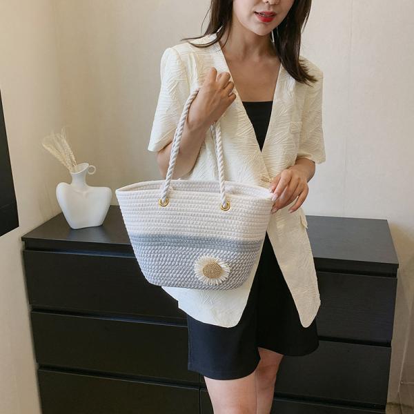 Crochet Raffia Knot Handbags Summer Beach Straw Knot Bag Fashion Summer High Quality Ladies Crochet Raffia Straw Beach Bag Tote Bag Striped Big Hand Bags