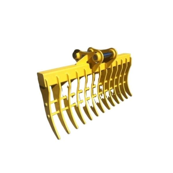 Q355B Tilting Excavator Rake Bucket Attachment Customizable