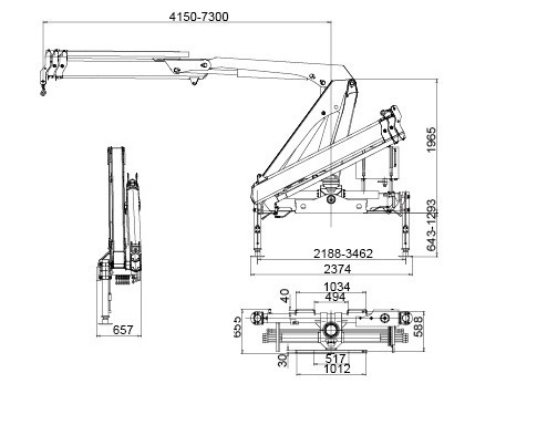 Durable Mobile Folding Truck Articulated Boom Crane , 3200kg Truck Mounted Crane