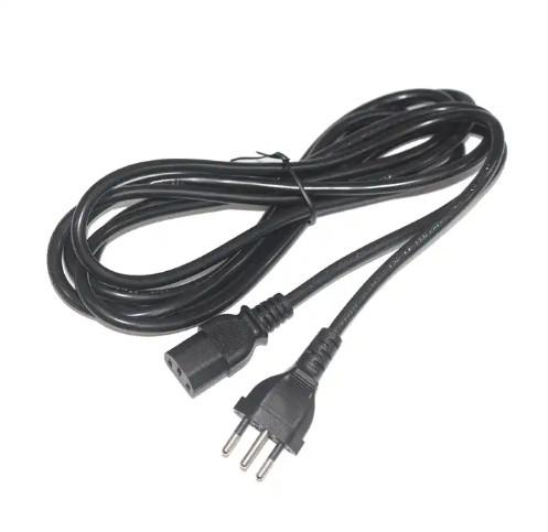 Black Industrial Grade Waterproof Swiss 3-Prong to Straight C13 Power Cable with Safety Shutter for Computer/Servers