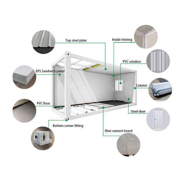 Водонепроницаемый огнеупорный плоский контейнер 20ft 40ft портативный модульный дом