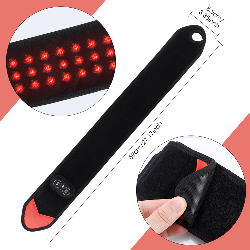 Red Light Therapy Wrist Wrap with 3000mAh Battery and Multi-Level Temperature Adjustment Featuring 36 Red LED Beads