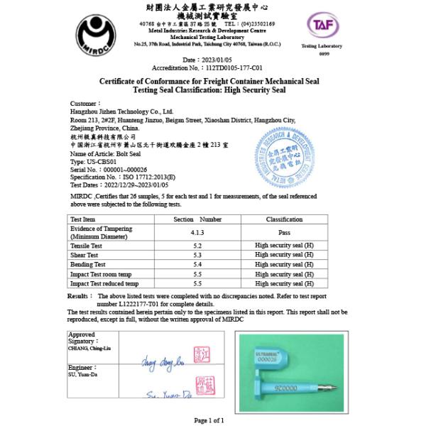 Disposable Tamper Proof Bolt Container Seal Light Weight Laser Print