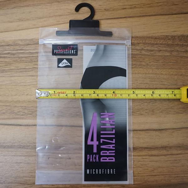 Custom printed PVC Hanger Bags Slider Zipper Bag With Plastic Hook For Underwear Tshirt Clothes,cloth hanger packaging b