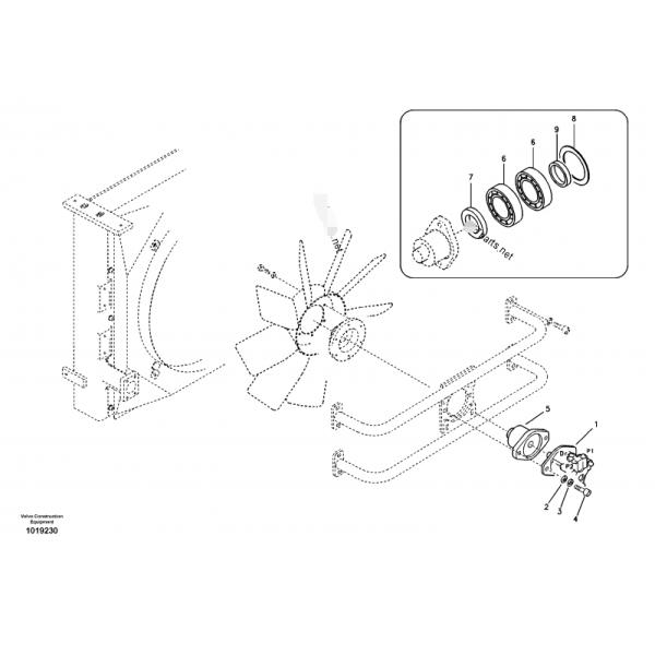 Мотор охлаждающего вентилятора ЭК700Б ЭК290Б ЭК240Б гидравлический/гидравлический вентиляторный двигатель части 14531612
