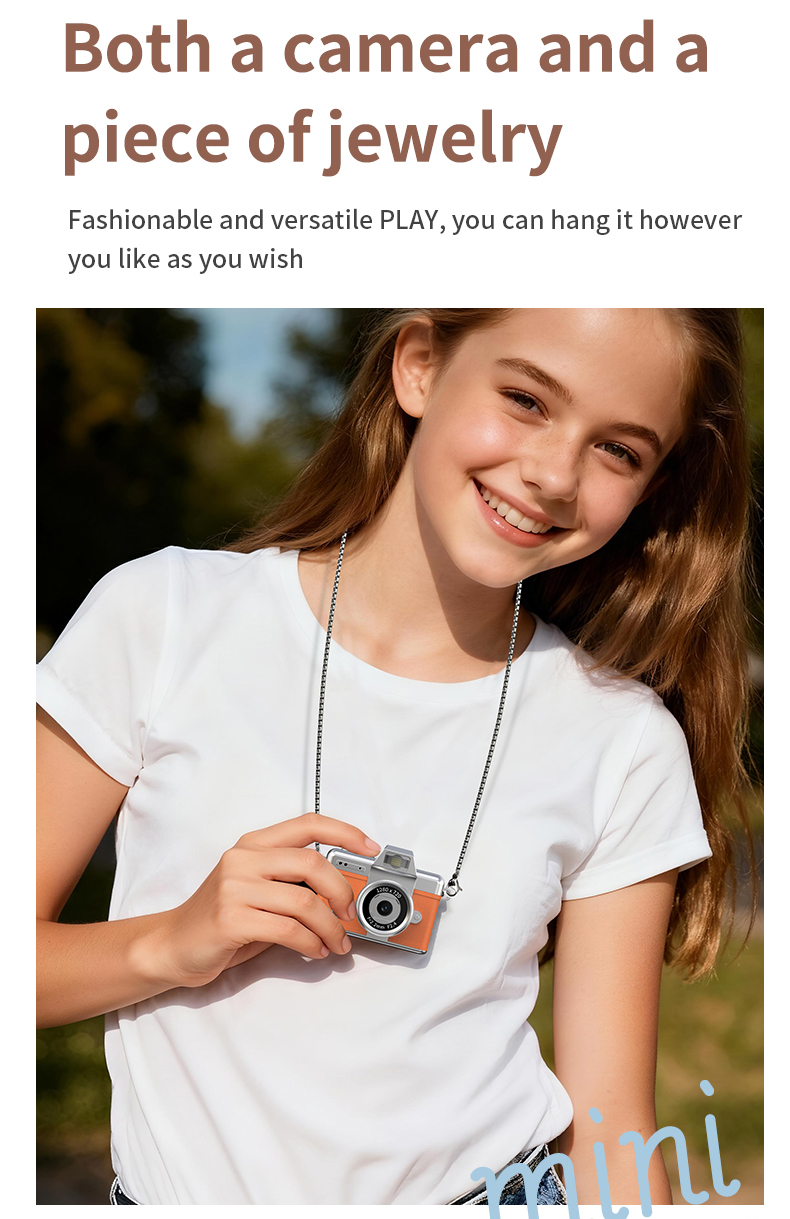 DLC Neck-Wearable Mini Camera | 48MP 1080P HD Flip Rotatable Lens Built-in Flash Filters Selfie Mode Video Recording Face