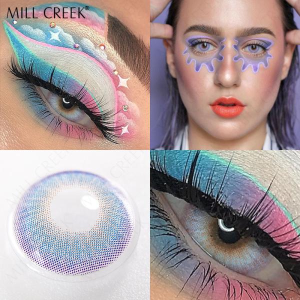 Natural Blue Colored Contact Lenses Halloween Non Prescription 14.2mm