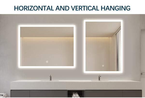 Satin Edge LED Lighted Bathroom Mirror , Custom Illuminated Bathroom Mirrors