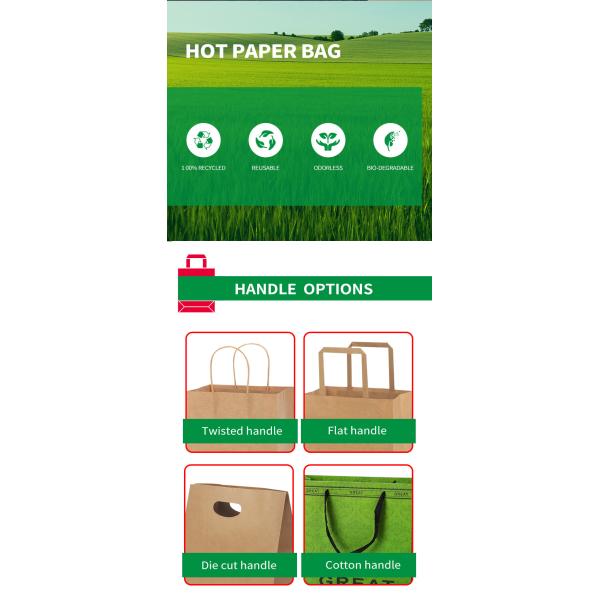 Bolsas de papel de vegetales impresas a medida Bolsas de papel biodegradables para supermercados