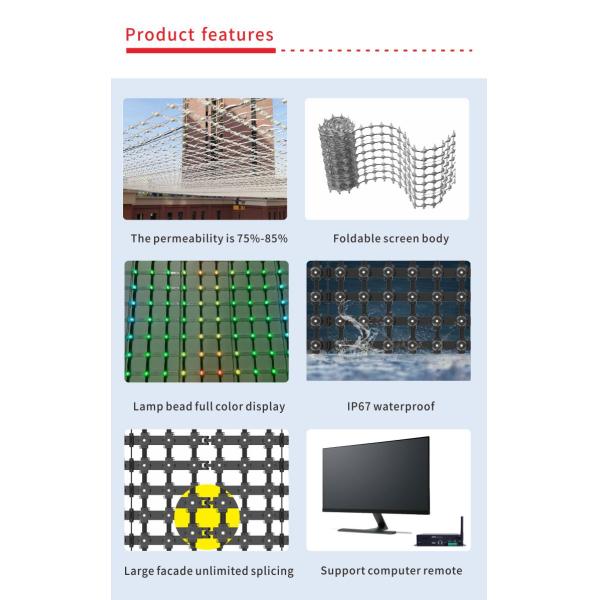 Прозрачный светодиодный сетчатый экран P100 P80 P50 P40 Для фасадного освещения S20 MESH