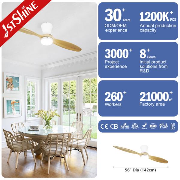School Living Room LED Ceiling Fan 52 inch Support Dimmer Yes 3 Colors Natural Blades