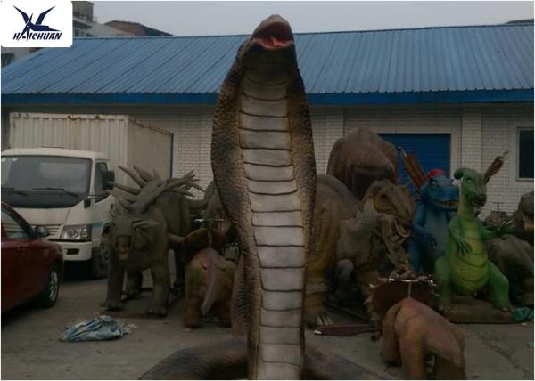 Artificial Waterproof Animatronic Animals Snake Statues With Mouth Open And Close