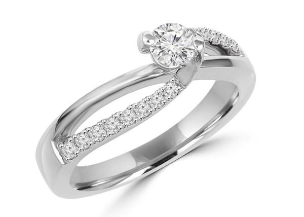 Prong Setting Round Cut Diamond Ring , 0.46ct 5mm Diamond Solid Gold Ring