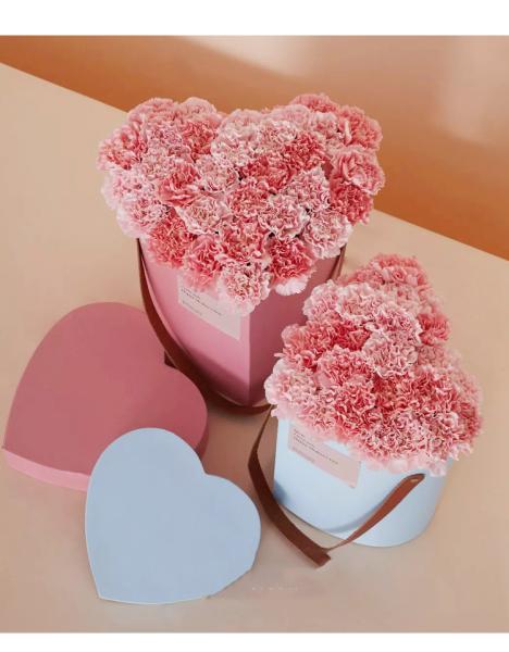 Luxo Rosa Preto Papel de Papel Rosa Embalagem Tubos em Forma de Coração Caixa de Presente com Cobertura