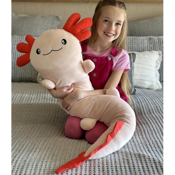 Giant Pink Axolotl Plush Stuffed Animal Huge Body Pillow Toy for Kids Adults Christmas Birthday Valentine's Day Present