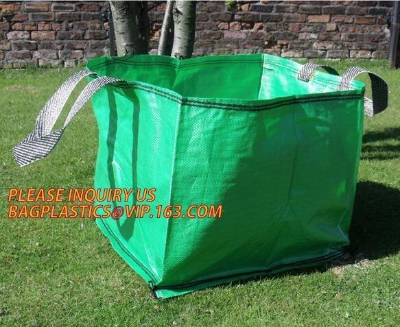 Outdoor Large Capacity Garden Gallon Waterproof Green Lawn PE Woven Waste Bags, Reusable Yard Waste Bags
