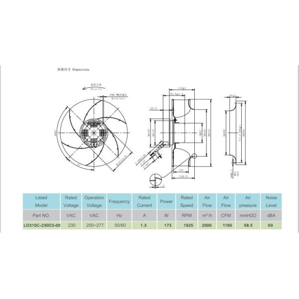 Sheet Aluminium Industrial EC Motor Fan , Exhaust Ventilation Fan