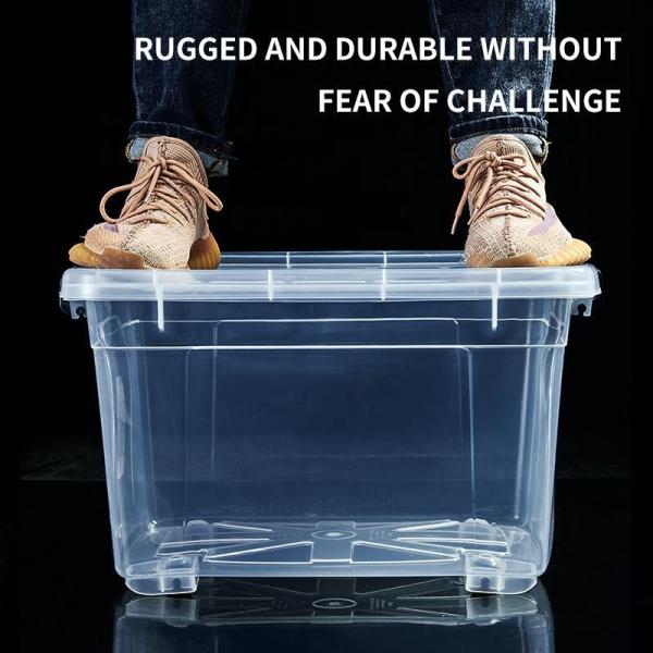 Recyclable Bin Household Multifunction Large Stackable Clothes Clear Transparent PP Container Box Plastic Storage Boxes Bins With Lid Wheels