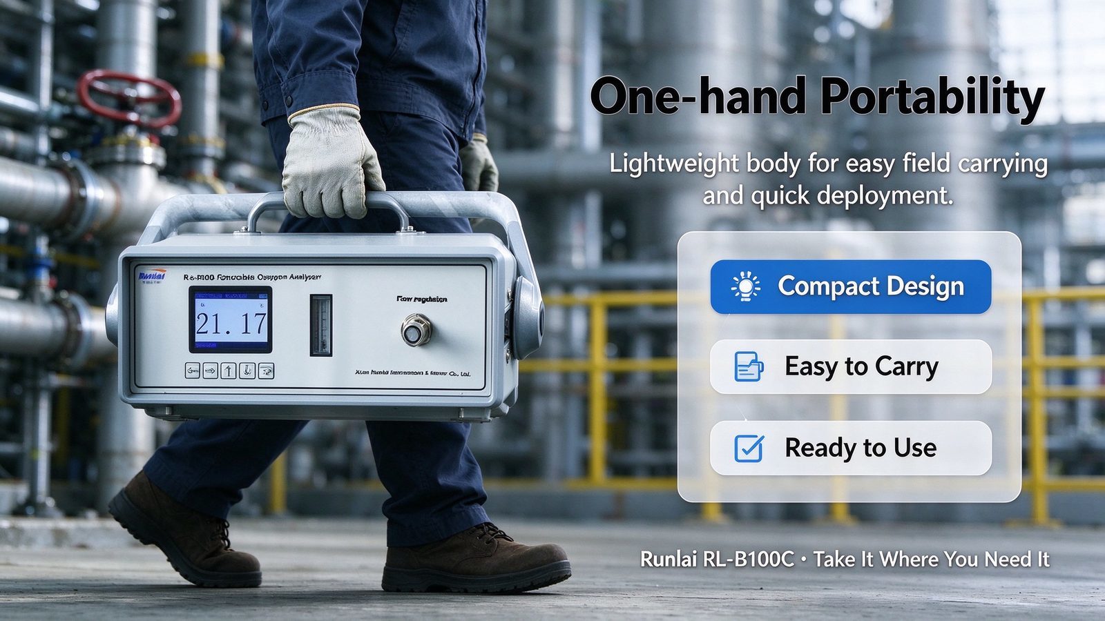 Industrial Portable Gas Analyzer O2 Purity Detector With LCD Display Metal Construction