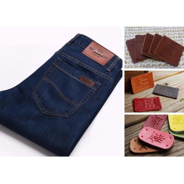 Heat Press Logo Embossed Leather Patch Washable Faux Leather Labels