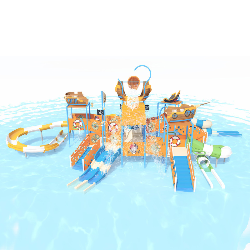SWJ-001 Pirates Of The Caribbean Water House  Interactive Water Play Childrens Splash Pad Water Slide Splash Park Equipment