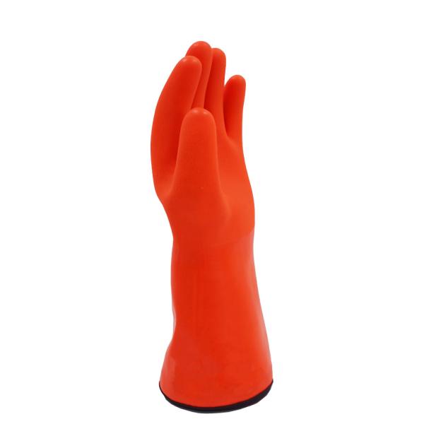 Industrial PVC Chemical Resistant Gloves With Textured Finish And Foam Liner 30cm / 35cm