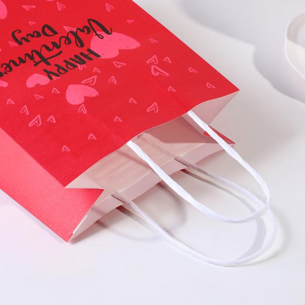 Día de San Valentín Color Rojo Cmyk Regalo de compras Bolsa de papel Kraft Personalizado Pedido personalizado