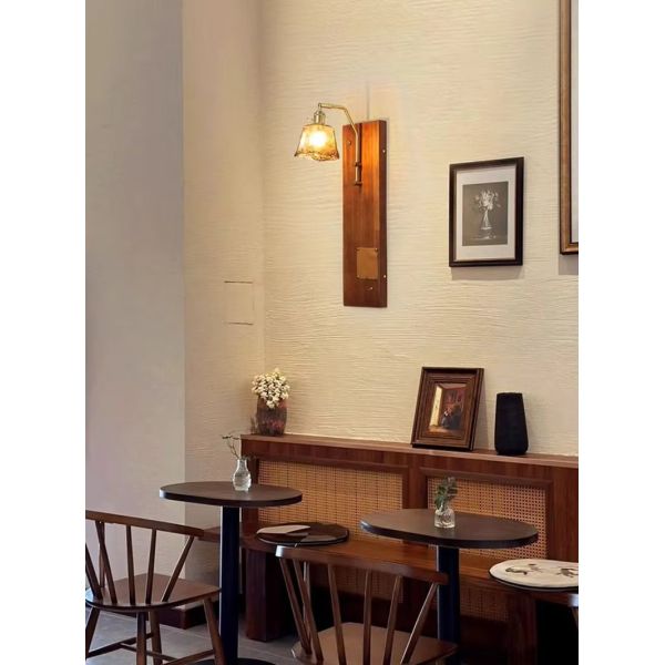 Japan Retro  Art Iron Glass Wood LED Decor Wall Lamp (WH-VR-127)