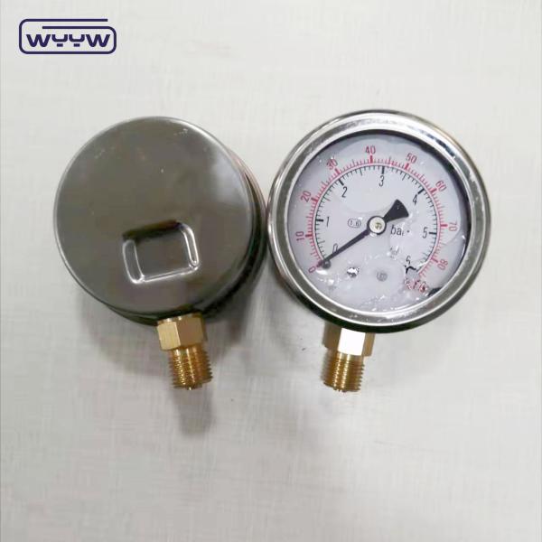oem para manômetro de pressão industrial penumático livre 1/4G conexão radial líquido preenchido manômetro de pressão de barra 2,5