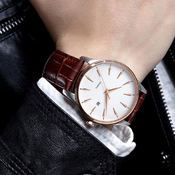 30M Waterproof Top Layer Cowhide Leather Couple Watch