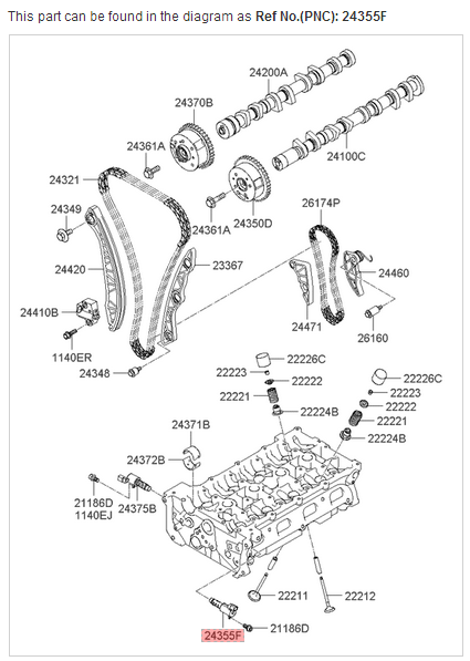 OEM VVT Control Valve Oil Flow Control Valve 24355-25000 Kia Hyundai Genesis Sonata