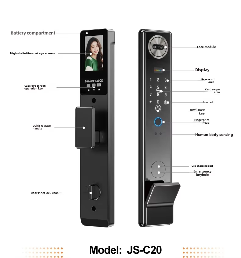 Waterproof Smart Lock Real Time Video 3d Face Recognition Smart Fingerprint Lock
