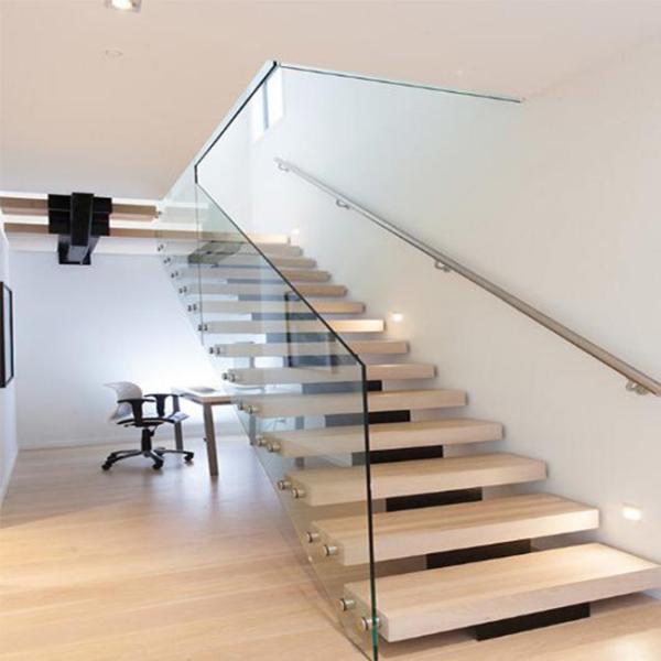 Modern Mono Straight Flight Staircase With Steel Beam Glass Railing