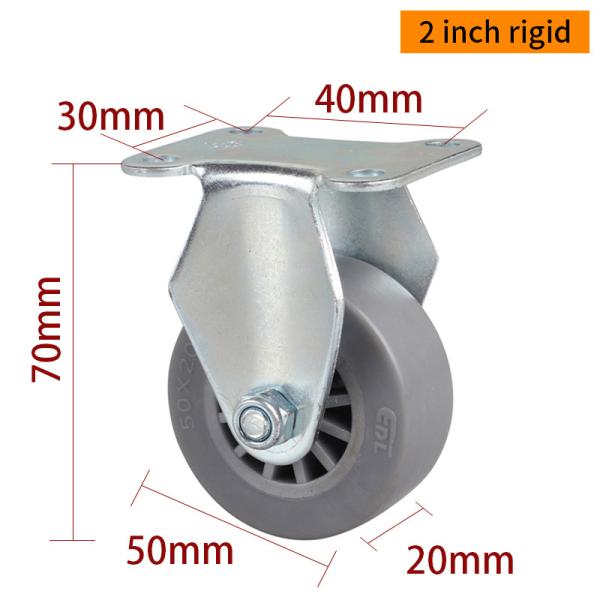 EDL Mini ruedas de ruedas de 2 pulgadas 30 kg de placa TPE por tipo rígido, giratorio y freno
