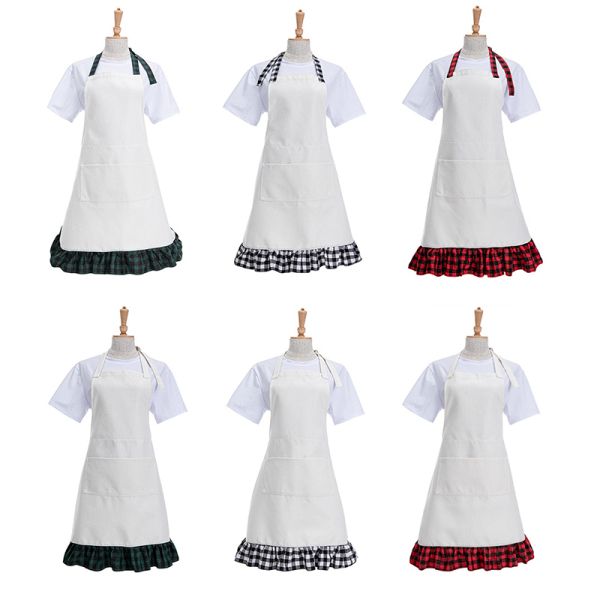 Custom Linen Sublimation Apron Blanks With Pocket Adjustable Neck Strap Kitchen Cooking BBQ Work Apron