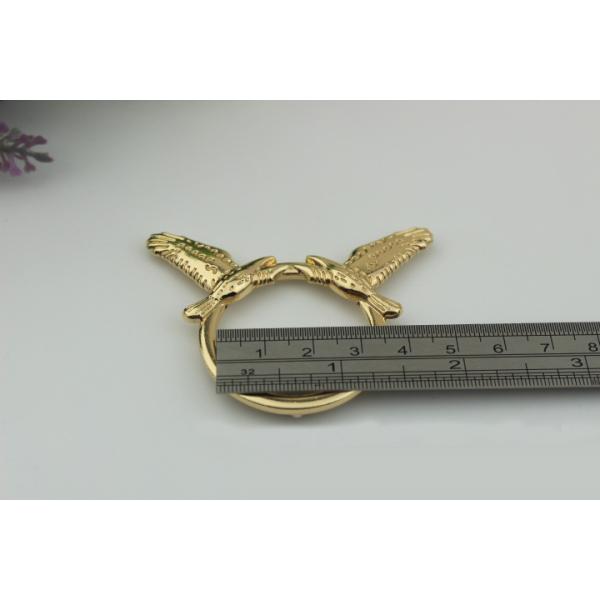 Fashion gold color 32 & 47 mm round shape double bird patter decorative metal adjustable slide buckles for straps