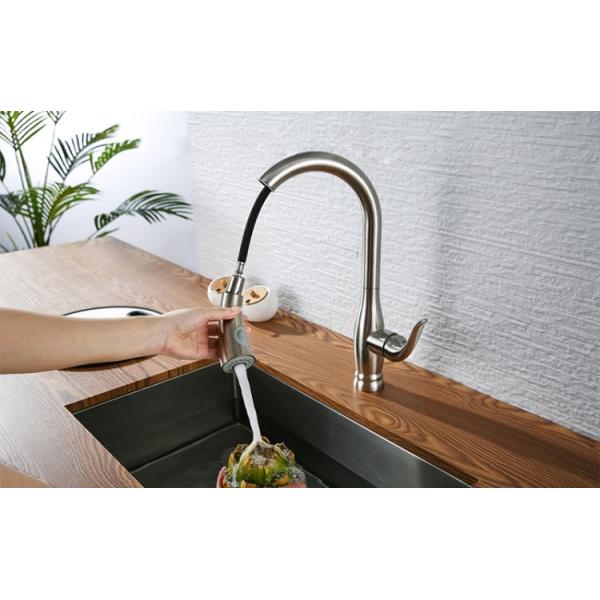 Hot Cold Stainless Steel Kitchen Faucet  Single Handle Extendable Kitchen Tap