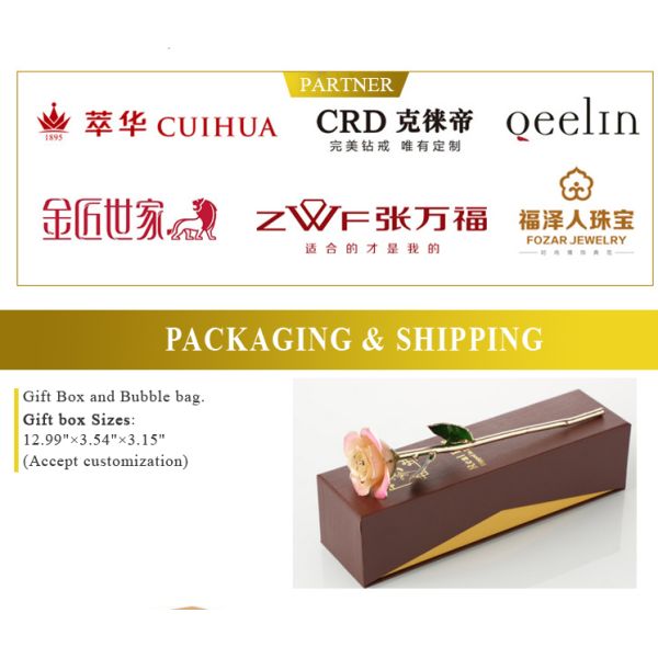 Hot Sale Gold Trimmed Rose Flower Girlfriend Gift 24k Gold Plated Natural Rose for Valentine's Day, Mother's Day Gifts