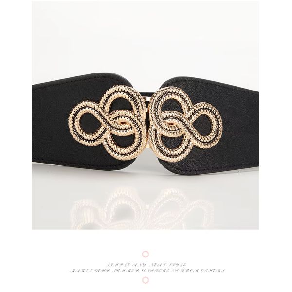 Elastic Wide Body Waist Belts For Women Ladies Stylish Dress Gold Buckle Belts for Daily Versatile Female Waist Decorative Accessory