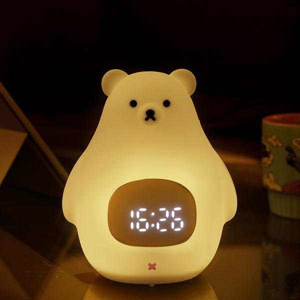Soft BPA-Free Silicone Kids Alarm Clock  Portable Children USB Rechargeable Nightlight