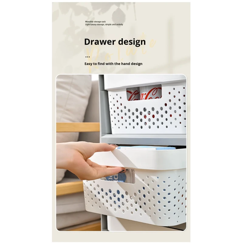 Nordic Movable Plastic 4-Layer Storage Cabinet Drawer-Type Toys Storage Organizer Drawer Cart with Wheels