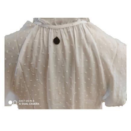 Butterfly Sleeve Wave Point Women'S Tie Neck Blouse