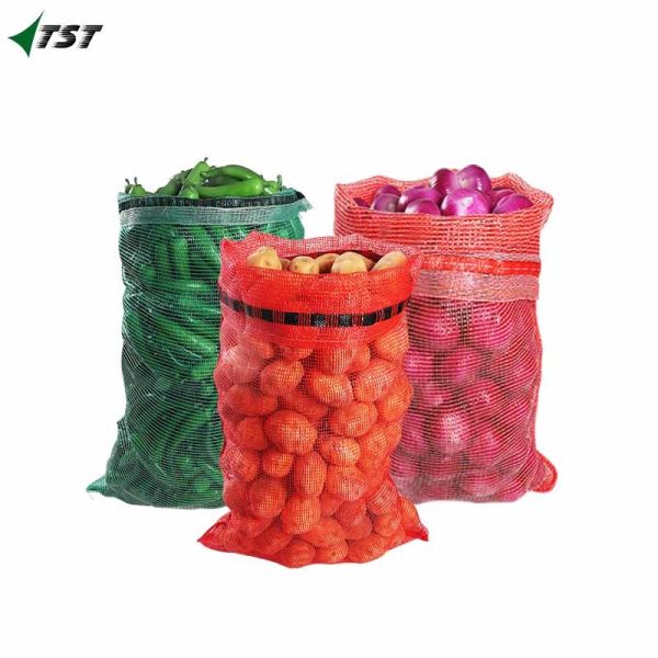 100% Virgin PP Red Leno Mesh Bags Net Sacks 58*89cm For Carrots Storage
