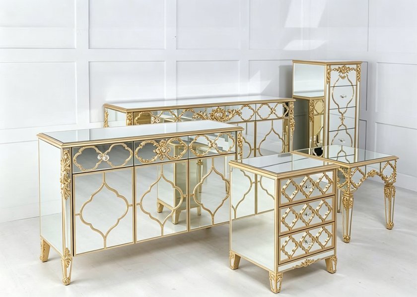 THCT02 Coffee Table with 55x55x55cm Size Silver Mirror and MDF Material Side Table