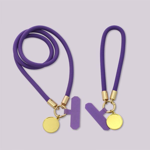Purple Sublimation Blanks Phone Lanyard Strap With Sublimation Charm Blank